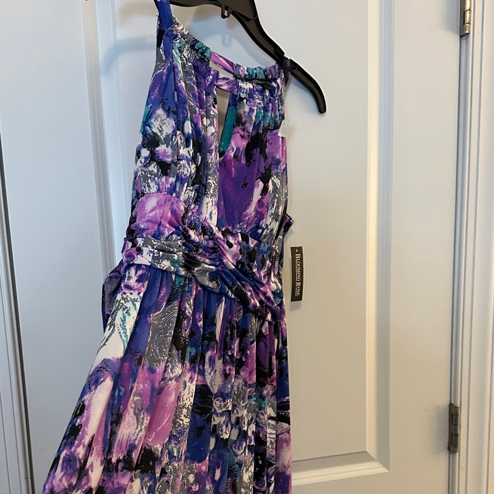 Vibrant Floral Maxi Dress in Purple and Blue - Picture 10 of 17